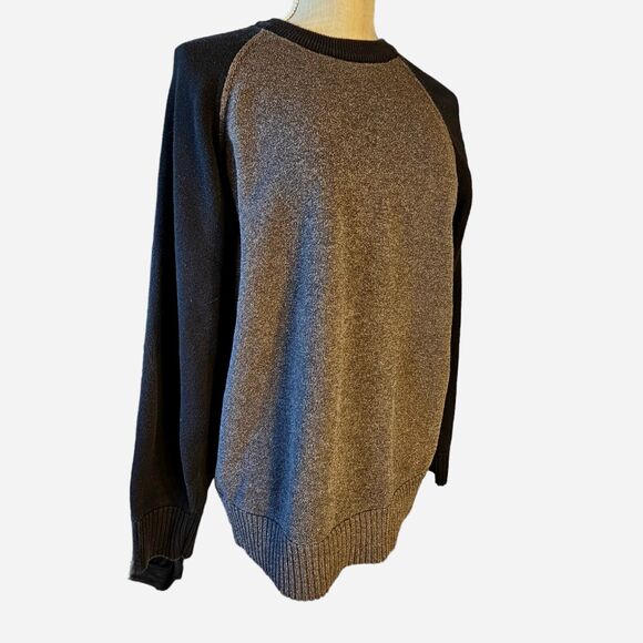 Gap Lightweight Black/Gray Raglan Pullover Sweater Y2K casual Size Large - Picture 4 of 9